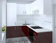Кухня угловая, AGT матовый белый/глянец бордо